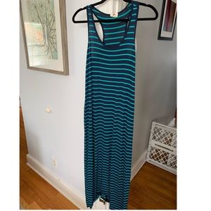 Teal and blue striped dress